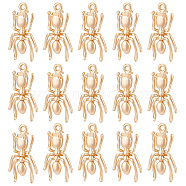 24Pcs Brass Charms, Spider, Real 18K Gold Plated, 13x6.5x2mm, Hole: 1mm(KK-BC0010-10)