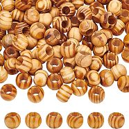 Pine Natural Wood Beads, Dyed, Lardge Hole Beads, Rondelle, with Nylon Packaging Vacuum Bag, 19~19.5x14.5~15mm, Hole: 9~11mm, 100pcs/set(WOOD-OC0001-21)