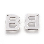 304 Stainless Steel Charms, Letter, Letter.B, 11x9x0.7mm, Hole: 1mm(STAS-F175-02P-B)