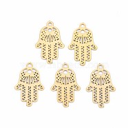 Rack Plating 201 Stainless Steel Filigree Connector Charms, Etched Metal Embellishments, Nickel Free, Palm, Real 18K Gold Plated, 14x9x0.4mm, Hole: 1mm(STAS-T057-38G)