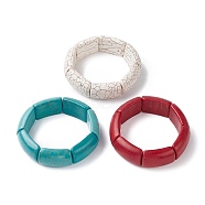 Dyed Synthetic Turquoise Rectangle Beaded Stretch Bracelets, Tile Bracelet, Mixed Color, Inner Diameter: 2-1/8 inch(5.5cm)(BJEW-P299-01B)
