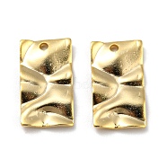 Rack Plating Eco-friendly Brass Pendants, Cadmium Free & Lead Free, Textured Rectangle Charm, Real 24K Gold Plated, 17x9.5x1.5mm, Hole: 1.2mm(KK-M257-04G)