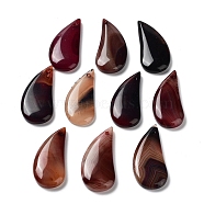 Dyed & Heated Natural Agate Pendants, Teardrop Charms, Dark Red, 39~42x18.5~22x5.5~6mm, Hole: 1.5~1.6mm(G-G065-03H)