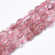 Natural Strawberry Quartz Beads Strands, Tumbled Stone, Nuggets, 5~9x5~6x4~6mm, Hole: 1mm, about 53~57pcs/Strand, 15.16 inch(38.5cm)(G-R465-36A)
