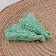 Cotton Thread Tassel Pendant Decorations, Aquamarine, 25~31x5mm, about 39~47pcs/bag(NWIR-P001-03-34)