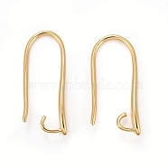 Rack Plating Eco-friendly Brass Earring Hooks, with Horizontal Loop, Lead Free & Cadmium Free, Real 24K Gold Plated, 20.5x2.5mm, Hole: 2mm, 18 Gauge, Pin: 1mm(KK-D075-13G-RS)