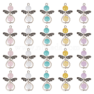 Elite 40Pcs Imitation Gemstone Acrylic Pendants, with Iron Loops and Alloy Bead Frames, Platinum, Mixed Color, 29~30x21.5x8mm, Hole: 2.4mm(FIND-PH0008-11)