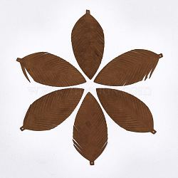 Eco-Friendly Sheepskin Leather Big Pendants, Leaf, Saddle Brown, 97x45x1.5mm, Hole: 1.4mm(FIND-S301-12D)