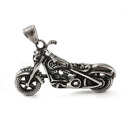 316L Surgical Stainless Steel Pendants, Motorbike Charm, Antique Silver, 29.5x50x21mm, Hole: 8.5x4.5mm(STAS-H194-05AS-01)