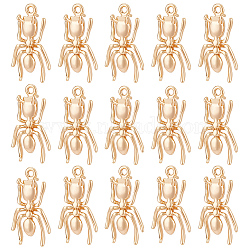 BENECREAT 24Pcs Brass Charms, Spider, Real 18K Gold Plated, 13x6.5x2mm, Hole: 1mm(KK-BC0010-10)