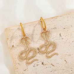 Alloy Hoop Earrings, Snake, Light Gold, 56x25mm(EJEW-R021-04KCG-02)