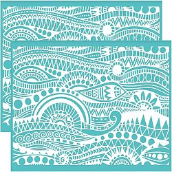 Self-Adhesive Silk Screen Printing Stencil, for Painting on Wood, DIY Decoration T-Shirt Fabric, Turquoise, Ocean Themed Pattern, 195x140mm(DIY-WH0337-051)
