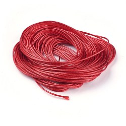 Korean Waxed Polyester Cords, Red, 1mm, about 16.4 yards(15m)/bag(YC-WH0002-A08)