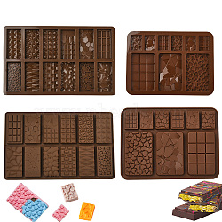2Pcs 2 Styles Silicone Molds, Fondant Molds, For DIY Cake Decoration, Chocolate, Candy Makings, Mixed Patterns, Coconut Brown, 203~273x149~172x10~11mm, Inner Diameter: 36~73x24~38mm, 1pc/style(DIY-CJ0002-95)