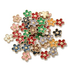 ABS Plastic Cabochons, with Enamel, Flower, Mixed Color, 15.5x16x4mm(FIND-C054-08G)