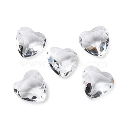 Transparent Glass Rhinestone Cabochons, Faceted, Heart, Pointed Back, Clear, 12x12x5.5mm(RGLA-B003-03B-20)
