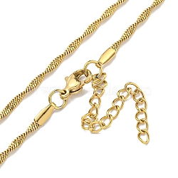 304 Stainless Steel Snake Chain Necklaces, Real 18K Gold Plated, 17.91x0.09 inch(45.5x0.22cm)(NJEW-R266-01G)