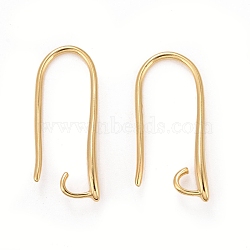 Rack Plating Eco-friendly Brass Earring Hooks, with Horizontal Loop, Lead Free & Cadmium Free, Real 24K Gold Plated, 20.5x2.5mm, Hole: 2mm, 18 Gauge, Pin: 1mm(KK-D075-13G-RS)