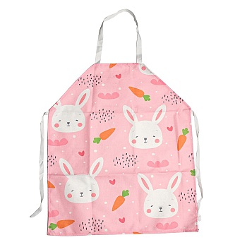 Easter Theme Flax Sleeveless Apron, with Double Shoulder Belt, Pink, 700x600mm