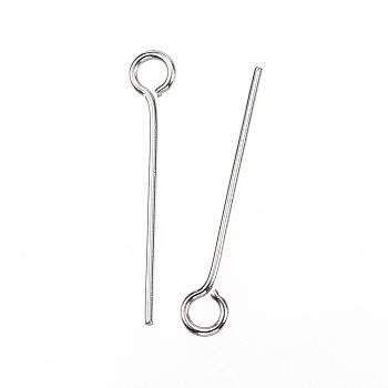 304 Stainless Steel Eye Pin, Stainless Steel Color, 20mm, Hole: 2mm, Pin: 0.8mm