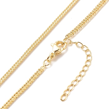 Brass Wheat Chains Necklace for Women, Cadmium Free & Lead Free, Real 18K Gold Plated, 17.68 inch(44.9cm)