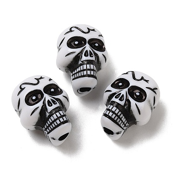 Opaque Acrylic Beads, Skull, Black, 22.5x17x15.5mm, Hole: 3.7mm, about 157pcs/500g