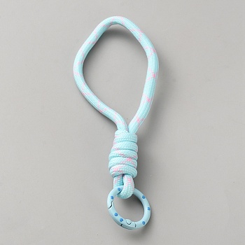 Polyester Lanyard Hand Mobile Straps, with Spring Gate Rings, Light Sky Blue, 145mm