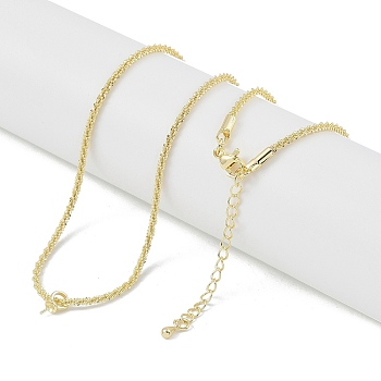 Brass Rhinestone Chain Necklace Making, for Half Drilled Beads, Real 18K Gold Plated, 17.32 inch(440mm), Pendant: 9x5x3.5mm