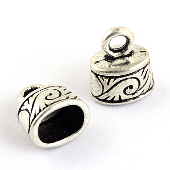 Tibetan Style Alloy Cord Ends, Cadmium Free & Lead Free, Antique Bronze, 11.5x10x7mm, Hole: 3mm, about 680pcs/1000g, Inner Diameter: 5x7.5mm