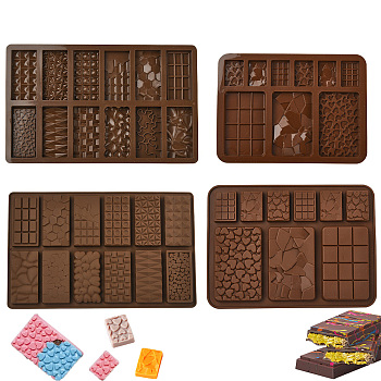 2Pcs 2 Styles Silicone Molds, Fondant Molds, For DIY Cake Decoration, Chocolate, Candy Makings, Mixed Patterns, Coconut Brown, 203~273x149~172x10~11mm, Inner Diameter: 36~73x24~38mm, 1pc/style
