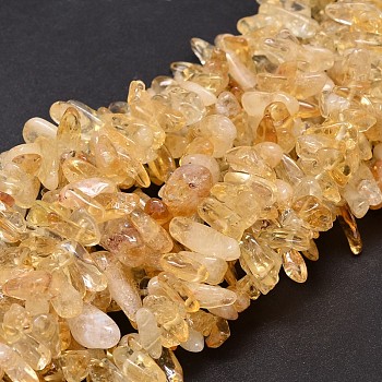 Natural Citrine Nuggets Beads Strands, Dyed & Heated, 8~30x5~12mm, Hole: 1mm, about 15.3 inch~15.7 inch