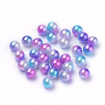 Rainbow Acrylic Imitation Pearl Beads, Gradient Mermaid Pearl Beads, No Hole, Round, Medium Orchid, 8mm, about 1880pcs/470g