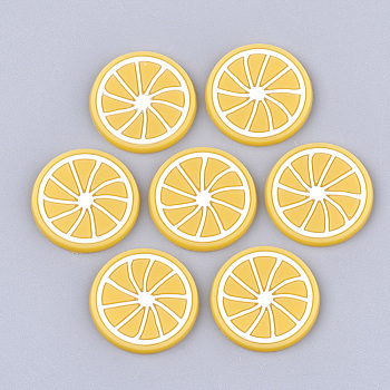 PVC Plastic Cabochons, Lemon, Orange, 25x2mm