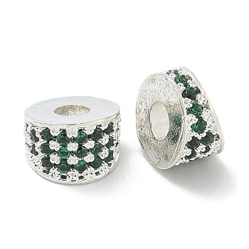 Brass Micro Pave Cubic Zirconia Spacer Beads, Long-Lasting Plated, Silver,
Column, Medium Sea Green, 8x6mm, Hole: 2.8mm