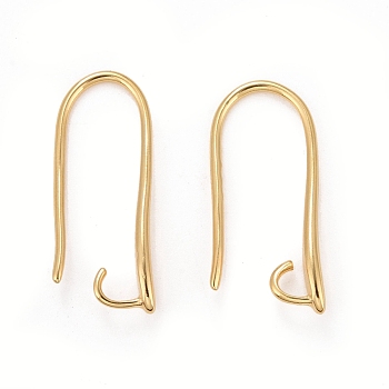 Rack Plating Eco-friendly Brass Earring Hooks, with Horizontal Loop, Lead Free & Cadmium Free, Real 24K Gold Plated, 20.5x2.5mm, Hole: 2mm, 18 Gauge, Pin: 1mm