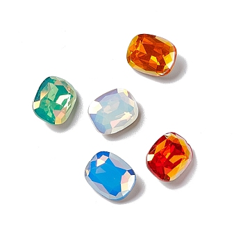 Light AB Style K9 Glass Rhinestone Cabochons, Pointed Back & Back Plated, Octagon Rectangle, Mixed Color, 10x8x4mm