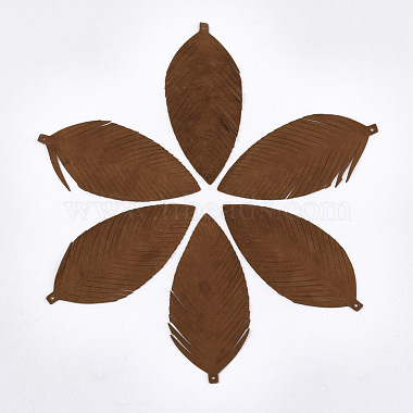 SaddleBrown Leaf Leather Big Pendants