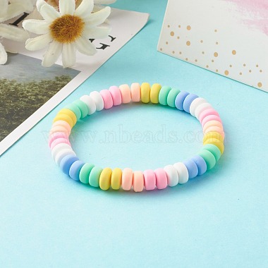 Bracelets extensibles en perles d'argile polymère faites à la main pour les enfants(BJEW-JB06487-01)-2
