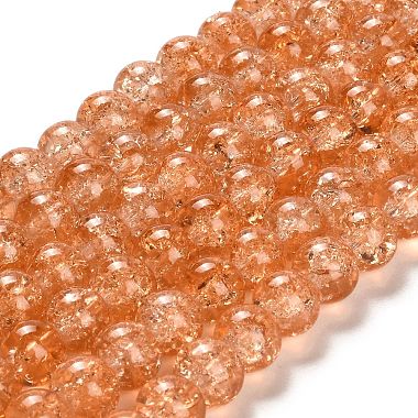10mm LightSalmon Round Crackle Glass Beads
