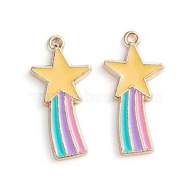 Light Gold Pink Star Alloy+Enamel Pendants