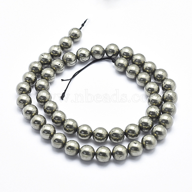 Chapelets de perles de pyrite naturelle (G-K256-04-8mm)-2