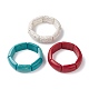 bracelets extensibles en perles rectangulaires turquoise synthétique teint(BJEW-P299-01B)-1