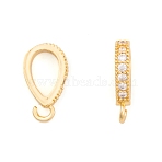 Ion Plating(IP) Brass Micro Pave Clear Cubic Zirconia Pendants, Cadmium Free & Nickel Free & Lead Free, Teardrop, Real 18K Gold Plated, 16.5x8.5x3mm, Hole: 2mm(KK-O146-04G)