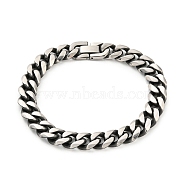 201 Stainless Steel Curb Chain Bracelets, Cuban Link Chain Bracelet, Stainless Steel Color, 8-5/8 inch(21.8cm)(BJEW-D030-03P)