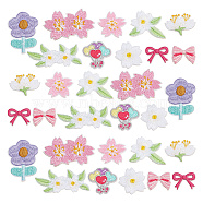 ARRICRAFT 50Pcs 10 Style Flower/Bowknot/Heart Computerized Embroidery Cloth Self Adhesive Reusable Patches, Stick on Patch, Mixed Color, 18~58x19~60x2mm, 5pcs/style(DIY-AR0003-20)