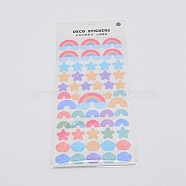Waterproof Laser Plastic Self Adhesive Stickers, Rainbow, Star & Cloud, Colorful, 0.7~1.9x0.7~3cm, 54pcs/sheet(DIY-TAC0005-60)
