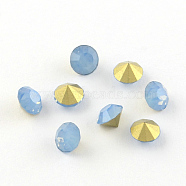 Glass Pointed Back Rhinestone, Back Plated, Diamond, Cornflower Blue, 3.0~3.2mm, about 144pcs/gross(RGLA-PP24-32B)