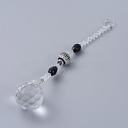 Faceted Crystal Glass Ball Chandelier Suncatchers Prisms, with Alloy Beads, Black, 190mm(AJEW-G025-A04)