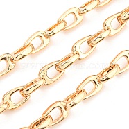 Alloy Teardrop Link Chains, Unwelded, with Spool, Real 18K Gold Plated, 20.6x7.2x2.4mm, about 3.28 Feet(1m)/Roll(LCHA-K001-02G)
