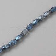 Transparent Electroplate Glass Beads, Faceted Oval with Arrows Pattern, Light Steel Blue, 10x6mm, Hole: 1.2mm(EGLA-TAC0005-01C)